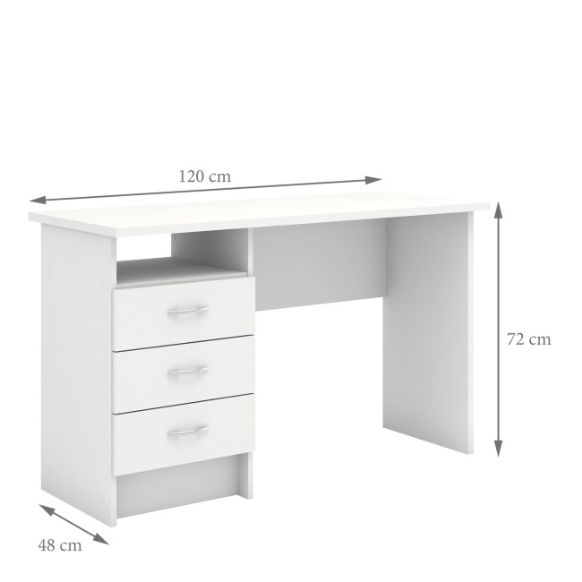 White Wooden Desk with Drawers - Function Plus