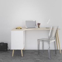 White Wooden L Shaped Desk with Drawers - Oslo
