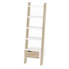 White and Oak Ladder Bookcase with Drawer - Olso