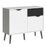Oslo Small Sideboard 1 Drawer 2 Doors in White and Black Matt