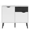 Oslo Small Sideboard 1 Drawer 2 Doors in White and Black Matt