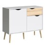 Oslo Small Sideboard 1 Drawer 2 Doors in White and Oak