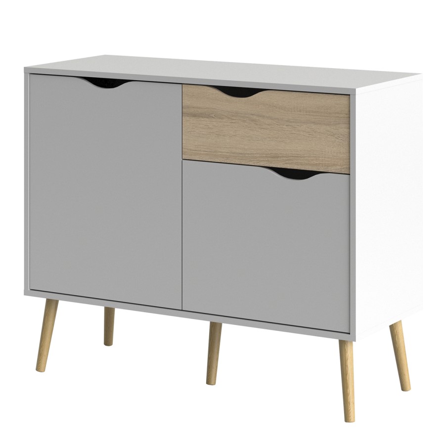 Oslo Small Sideboard 1 Drawer 2 Doors in White and Oak