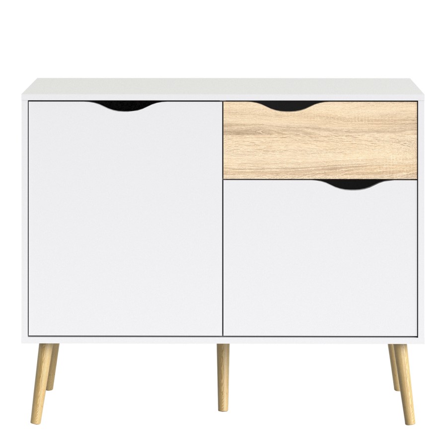 Oslo Small Sideboard 1 Drawer 2 Doors in White and Oak