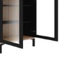 Tall Black and Walnut Display Cabinet with Glass Doors - Roomers