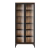 Tall Black and Walnut Display Cabinet with Glass Doors - Roomers