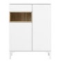 Tall White Sideboard with Oak Shelf - Roomers