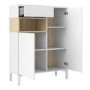 Tall White Sideboard with Oak Shelf - Roomers