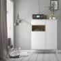Tall White Sideboard with Oak Shelf - Roomers