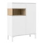 Tall White Sideboard with Oak Shelf - Roomers