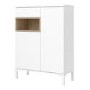 Tall White Sideboard with Oak Shelf - Roomers