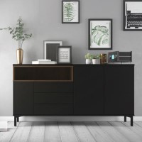 Roomers Sideboard 3 Drawers 3 Doors in Black and Walnut Roomers Sideboard 3 Drawers 3 Doors in Black and Walnut