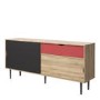 Unit Sideboard 1 Drawer w/ Sliding Doors in Oak with Dark Grey and Teracotta