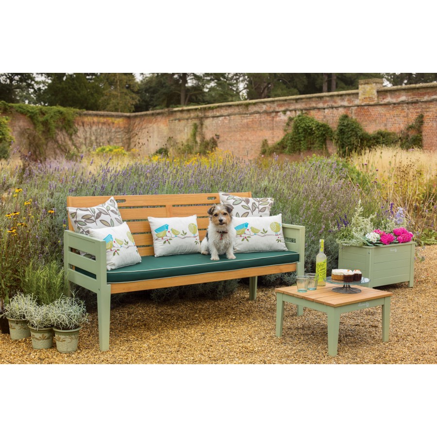 Verdi 3 Seater Garden Bench in Green - Cushion Included