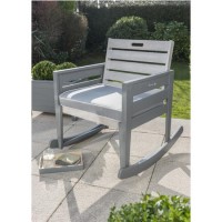 Grey Wooden Garden Rocking Chair with Cushion - Grigio
