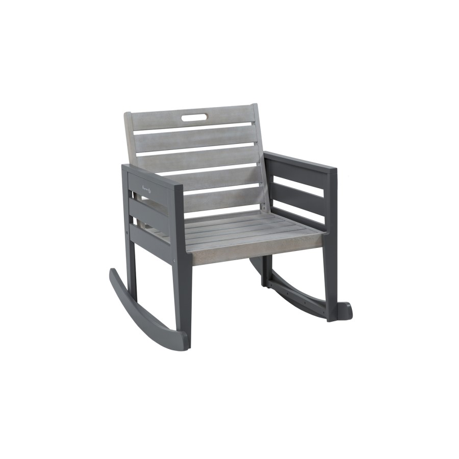 Grey Wooden Garden Rocking Chair with Cushion - Grigio