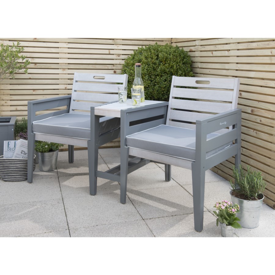 Grigio 2 Seater Garden Chair Set in Grey