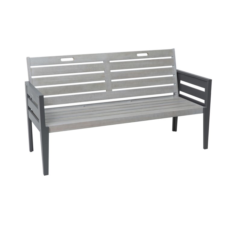 Grey Wooden 3 Seater Garden Bench with Cushion - Grigio