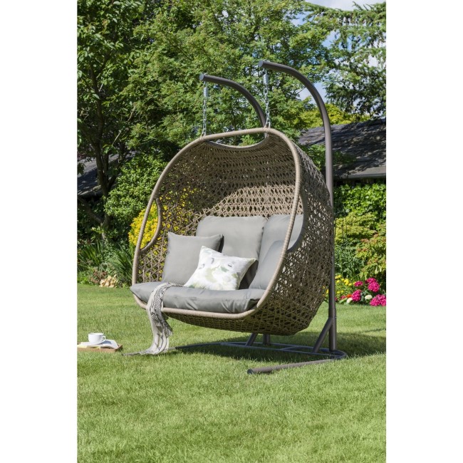 Goldcoast 2 Seater Garden Swing Chair in Woven Beige