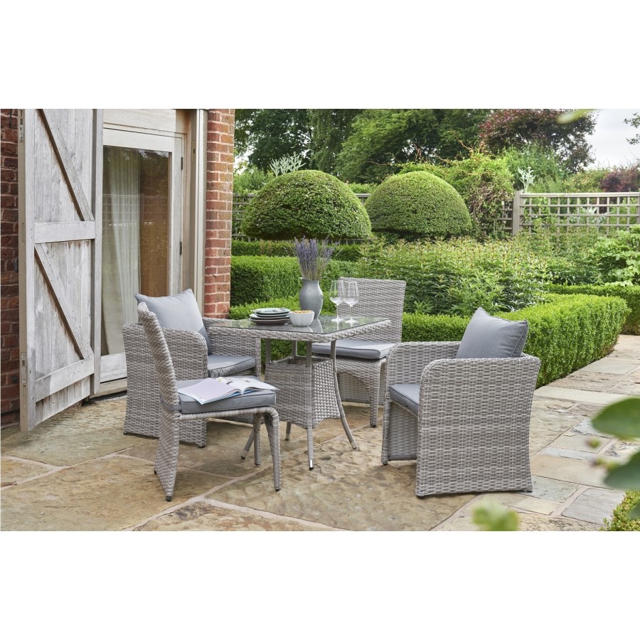 Grey Rattan Garden Dining Set 4 Seater - Morston