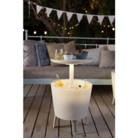 Keter White Plastic Outdoor Illuminated Cool Bar Table Keter White Plastic Outdoor Illuminated Cool Bar Table