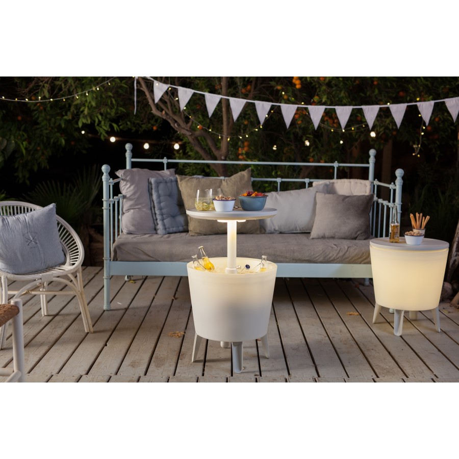 Keter White Plastic Outdoor Illuminated Cool Bar Table