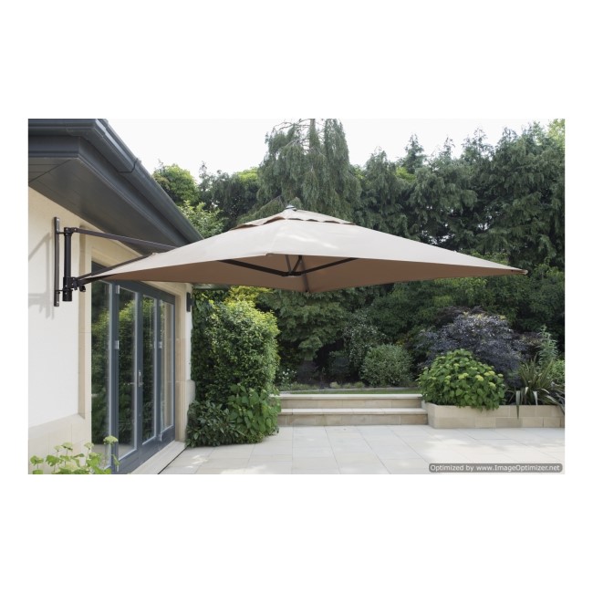 Wall Mounted Cantilever Outdoor Parasol in Taupe 2x2m with Cover Included