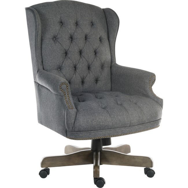 Grey Fabric Chesterfield Executive Office Chair - Teknik Office