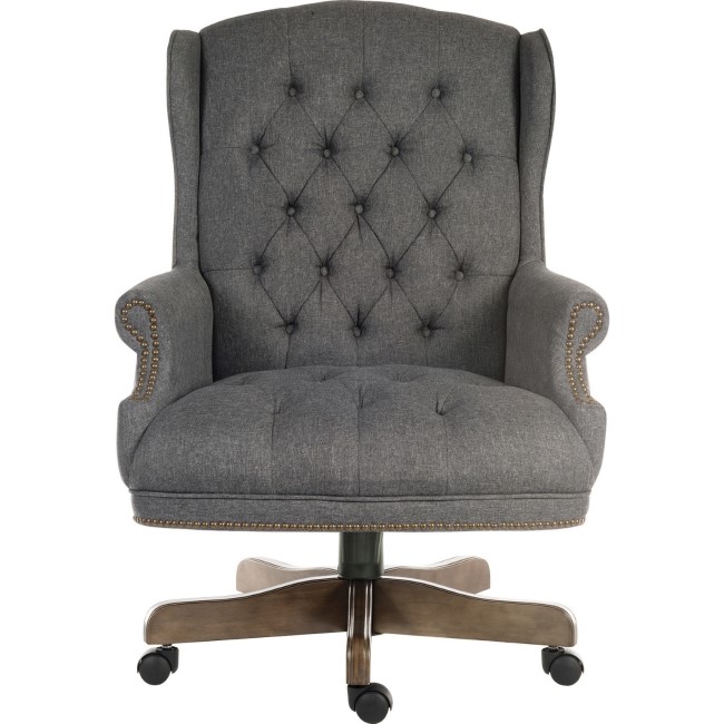 Grey Fabric Chesterfield Executive Office Chair - Teknik Office