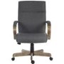 Grey Fabric High Back Office Chair with Wooden Arms and Base - Teknik Office