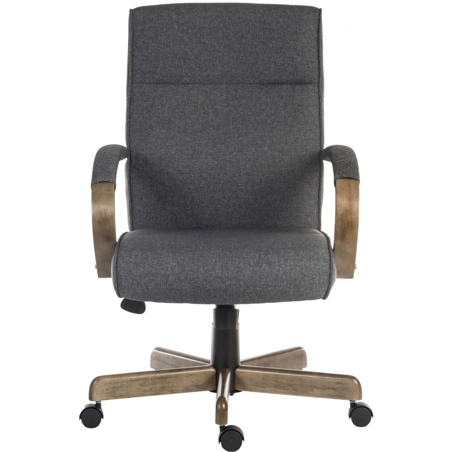 Grey Fabric High Back Office Chair with Wooden Arms and Base - Teknik Office