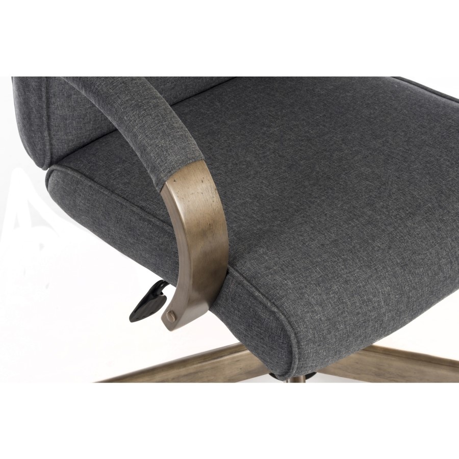 Grey Fabric High Back Office Chair with Wooden Arms and Base - Teknik Office