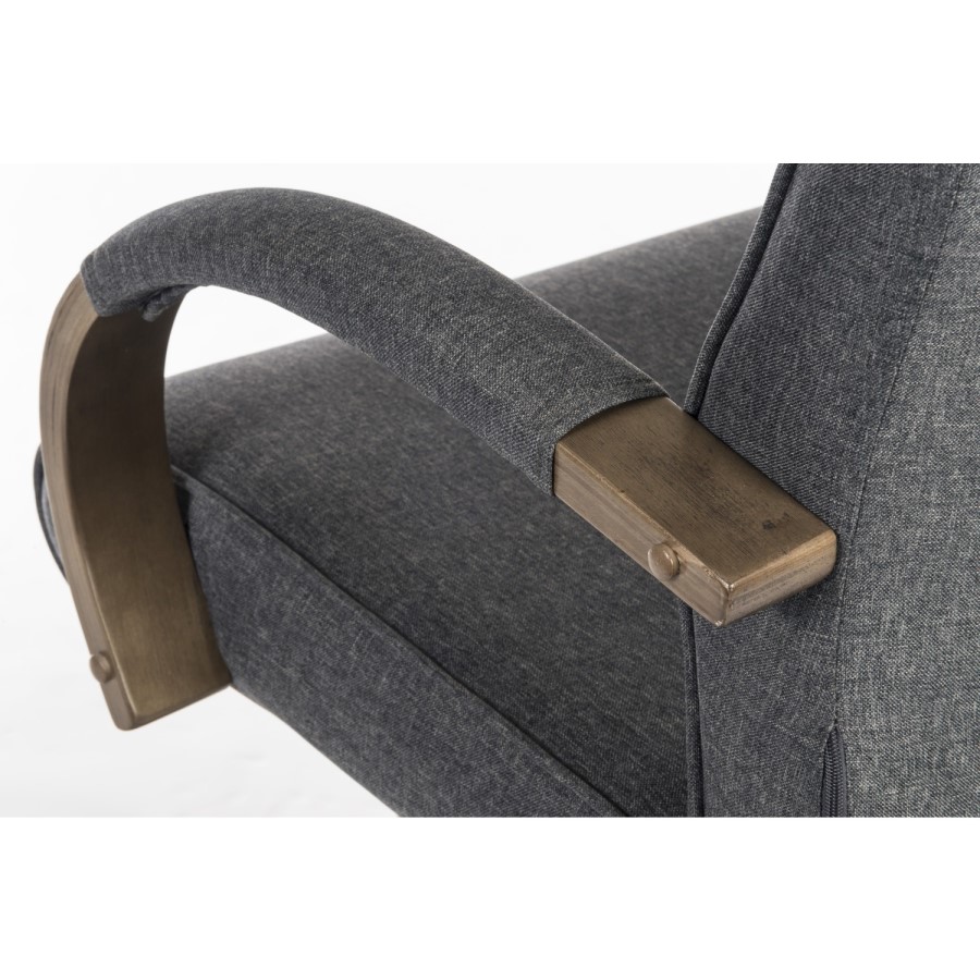 Grey Fabric High Back Office Chair with Wooden Arms and Base - Teknik Office