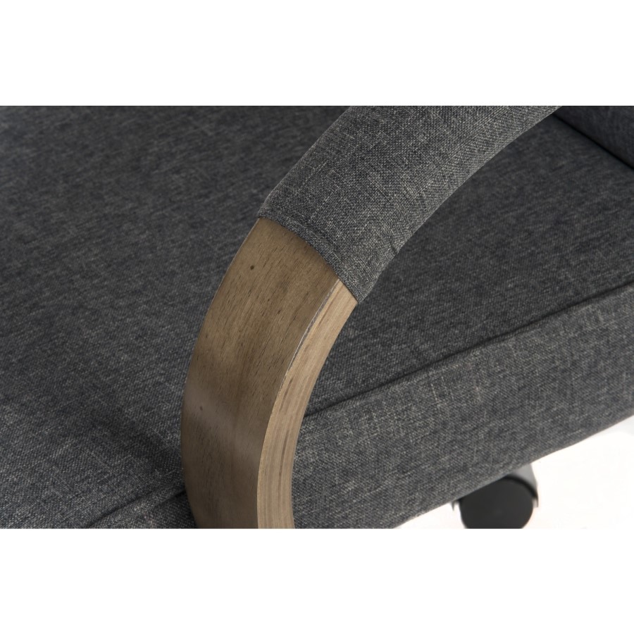 Grey Fabric High Back Office Chair with Wooden Arms and Base - Teknik Office