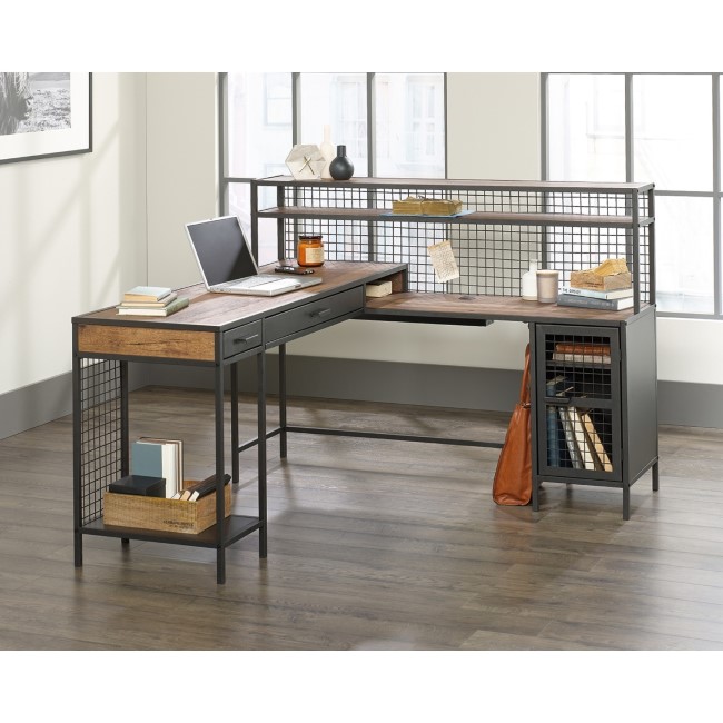 Black Metal L Shaped Desk with Storage - Teknik Office