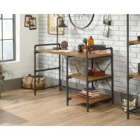 Oak Effect & Metal Desk with Shelves - Iron Foundry - Teknik Oak Effect & Metal Desk with Shelves - Iron Foundry - Teknik