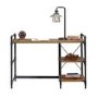 Oak Effect & Metal Desk with Shelves - Iron Foundry - Teknik