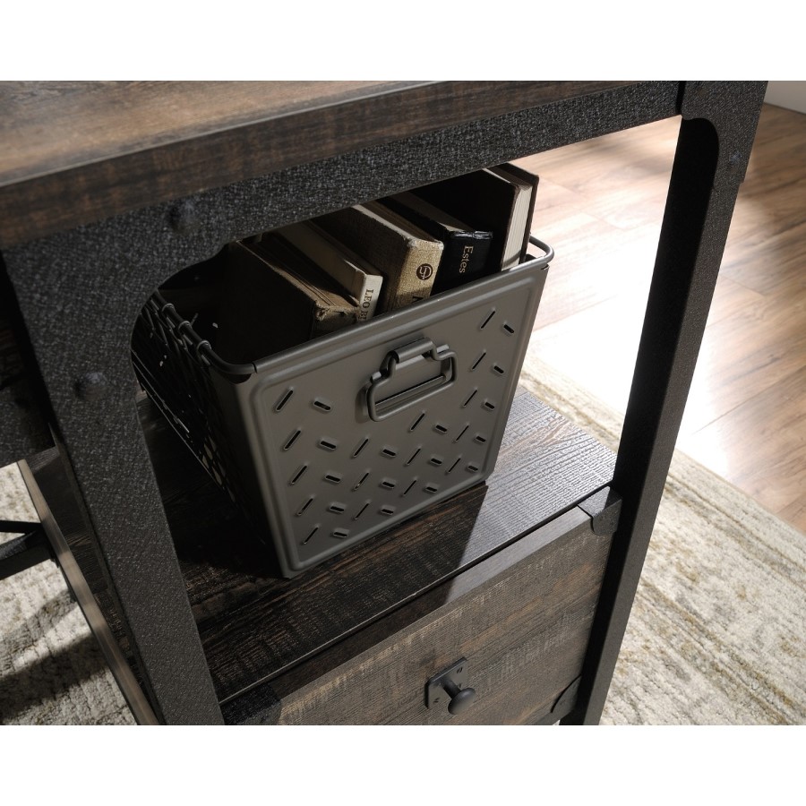 Black Industrial Wooden Office Desk with 2 Drawers - Teknik