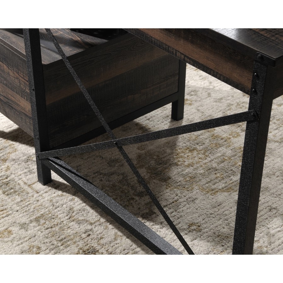 Black Industrial Wooden Office Desk with 2 Drawers - Teknik