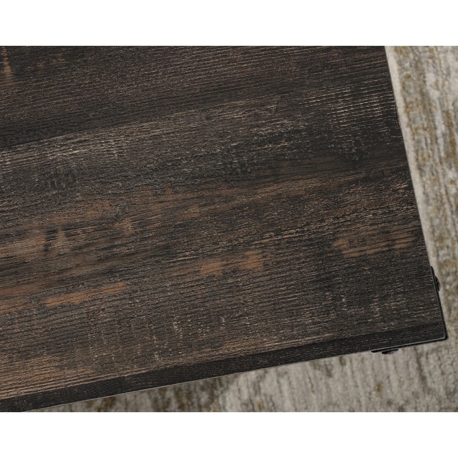 Black Industrial Wooden Office Desk with 2 Drawers - Teknik