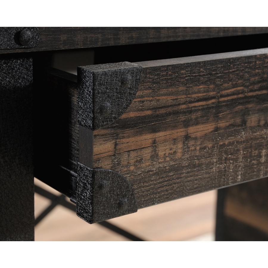 Black Industrial Wooden Office Desk with 2 Drawers - Teknik