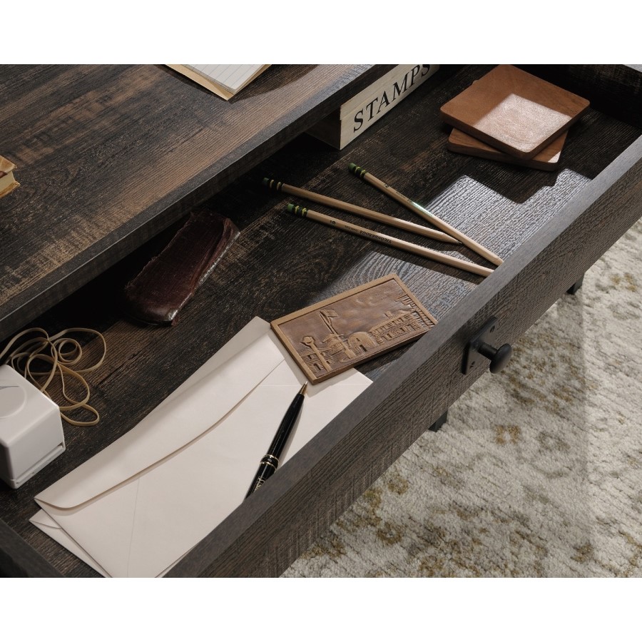 Black Industrial Wooden Office Desk with 2 Drawers - Teknik