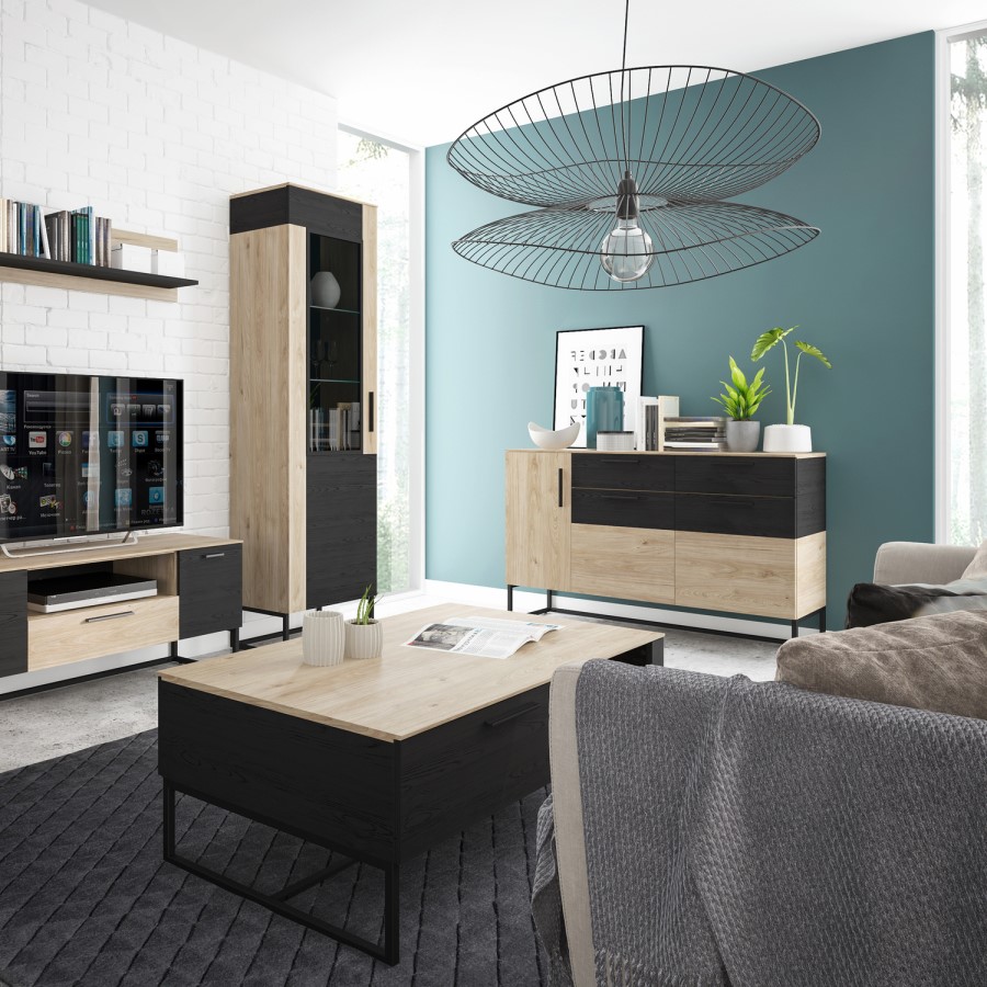 Dark Wood Effect Coffee Table - Industrial - Cordoba