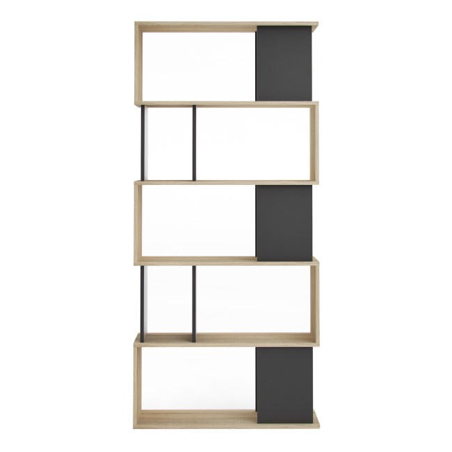 Black & Oak Open Bookcase with 4 Shelves - Maze
