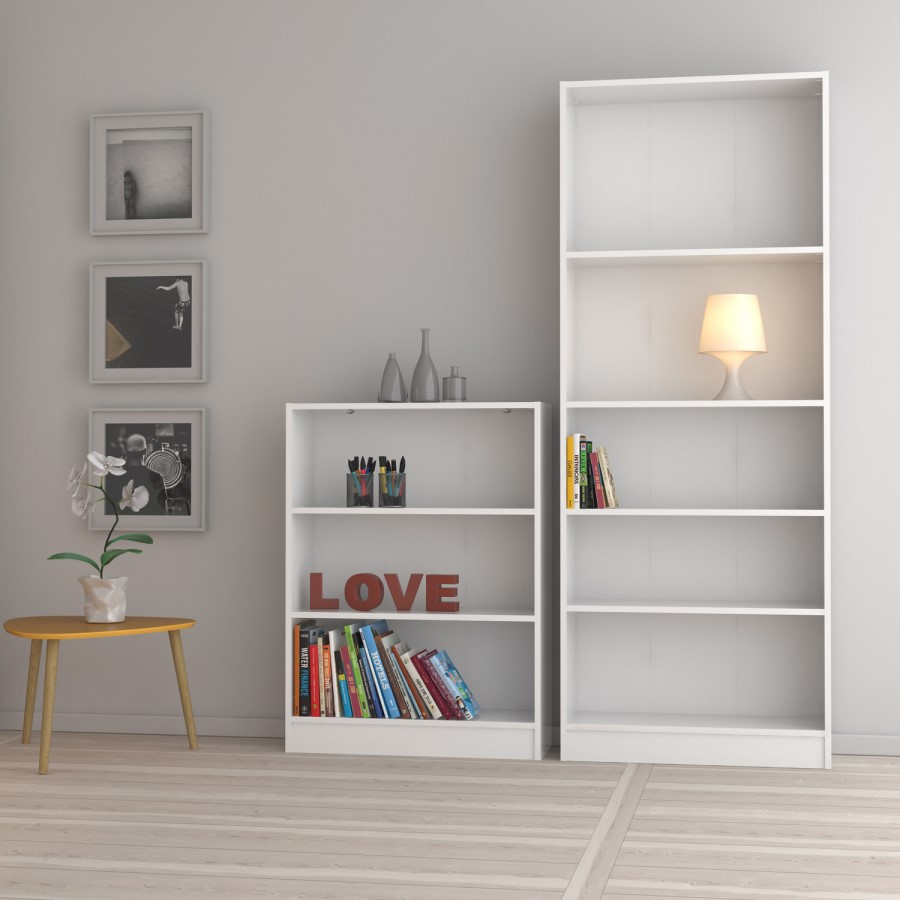 White Basic Low Wide Bookcase