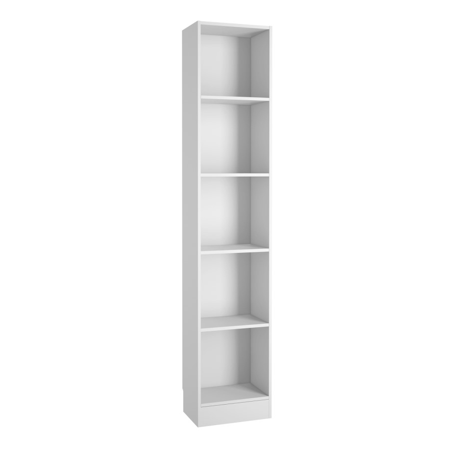 GRADE A1 - Basic Tall Narrow Bookcase 4 Shelves in White