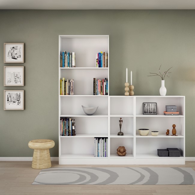 Tall and Wide White Bookcase - Basic