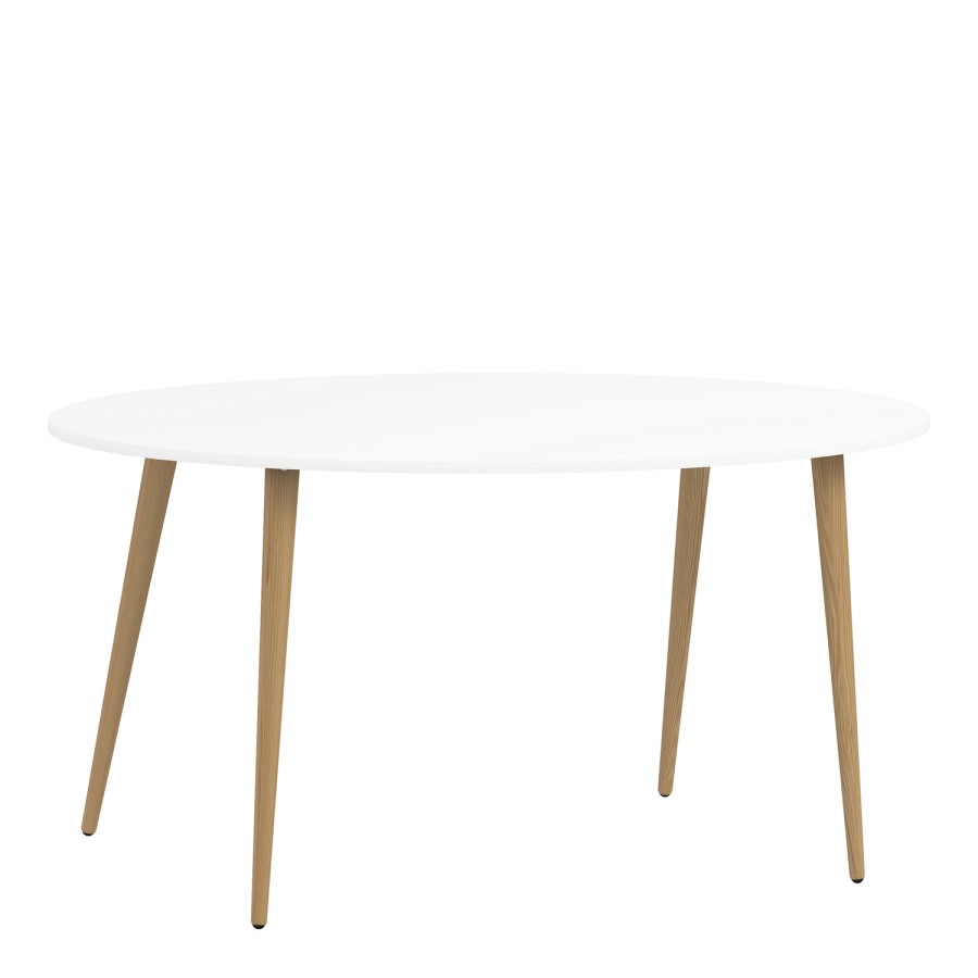 Oval Dining Table in White & Oak Legs - Oslo