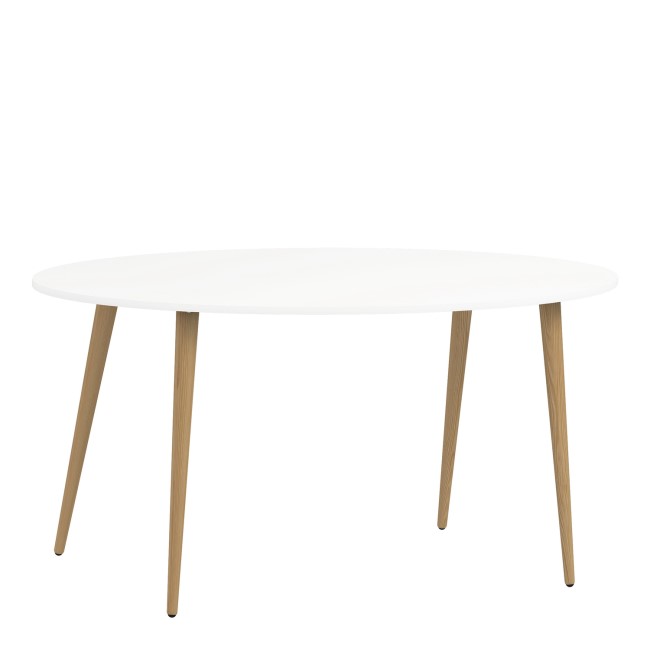 Oval Dining Table in White & Oak Legs - Oslo