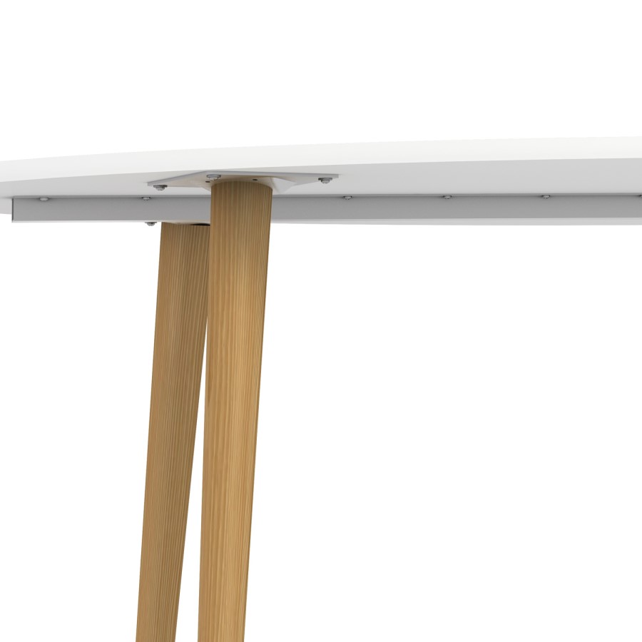 Oval Dining Table in White & Oak Legs - Oslo